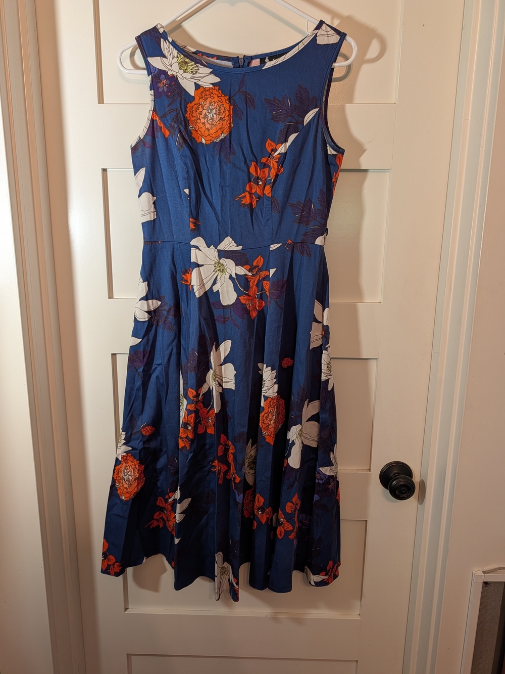 Floral Fit & Flare Midi Dress in Navy